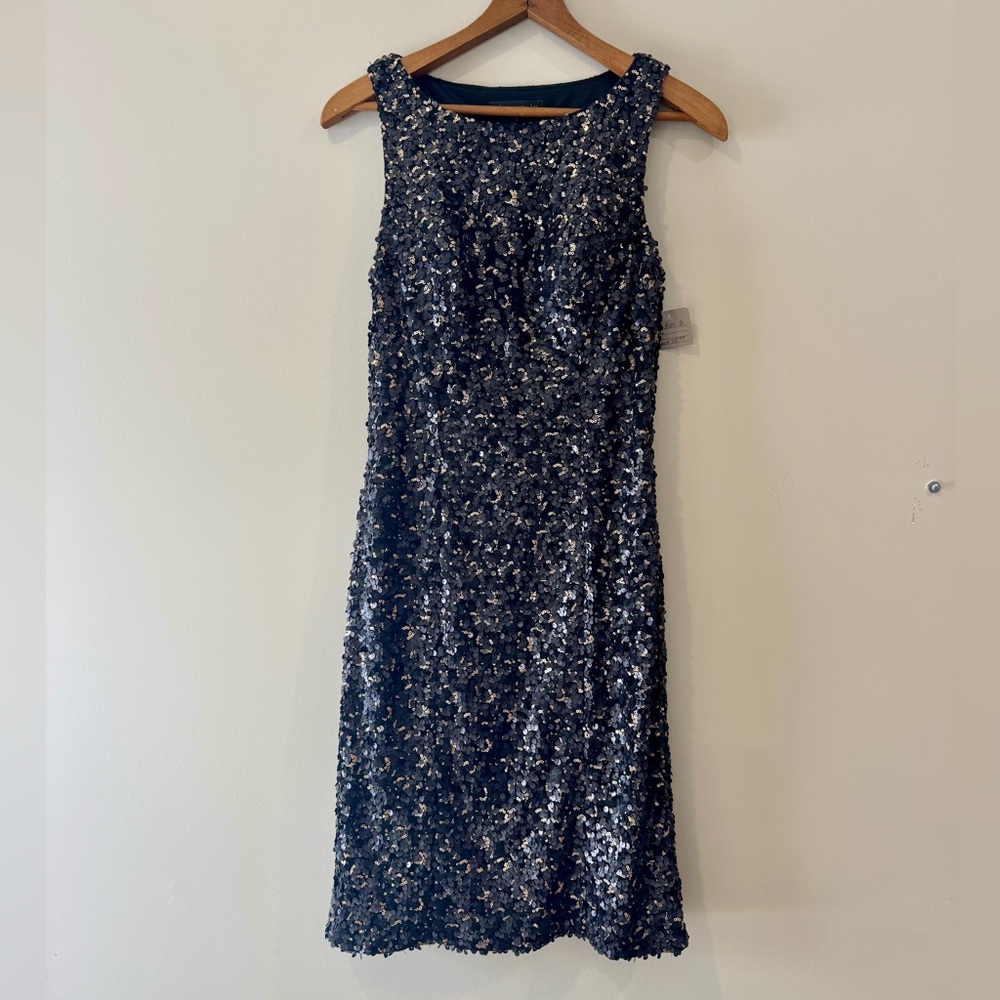 NWT Sue Wong Black and Gold Sequin Dress
